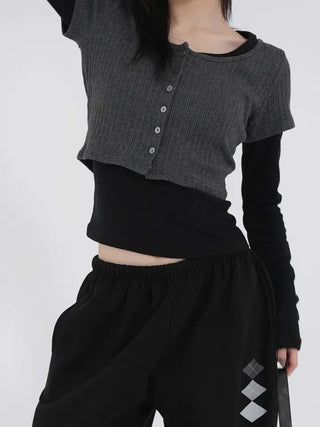 Kaho Button Layered Cardigan
