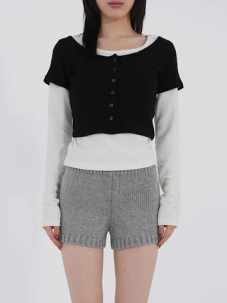 Kaho Button Layered Cardigan