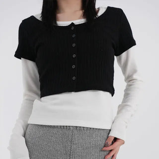 Kaho Button Layered Cardigan