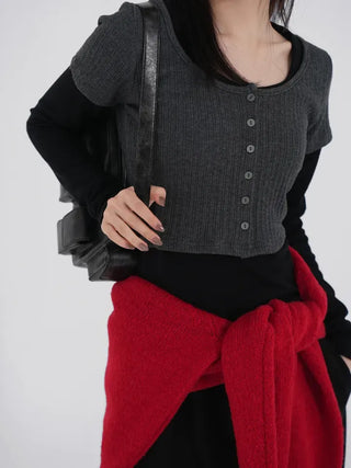 Kaho Button Layered Cardigan