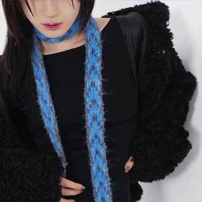 Dram stripe tassel long scarf
