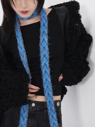 Dram stripe tassel long scarf