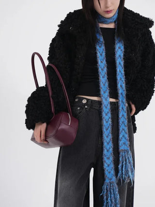 Dram stripe tassel long scarf