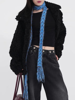 Dram stripe tassel long scarf