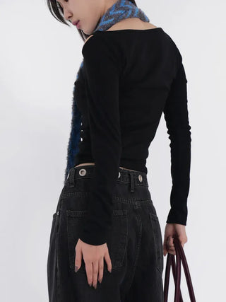 Dram stripe tassel long scarf