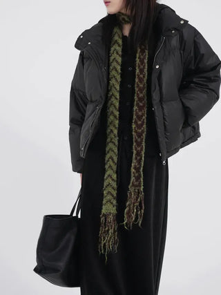Dram stripe tassel long scarf