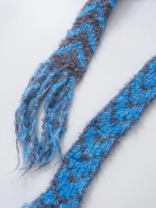 Dram stripe tassel long scarf