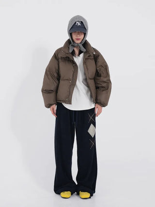 Frey High-Neck Duck Down Short Padded Jacket