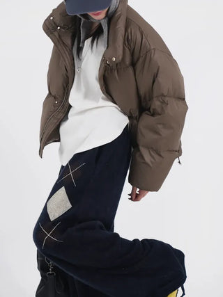 Frey High-Neck Duck Down Short Padded Jacket