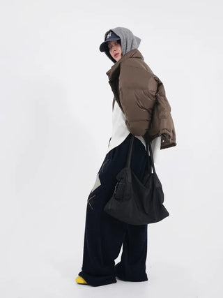 Frey High-Neck Duck Down Short Padded Jacket