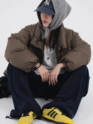 Frey High-Neck Duck Down Short Padded Jacket