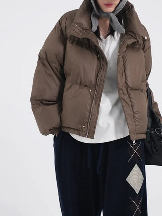 Frey High-Neck Duck Down Short Padded Jacket