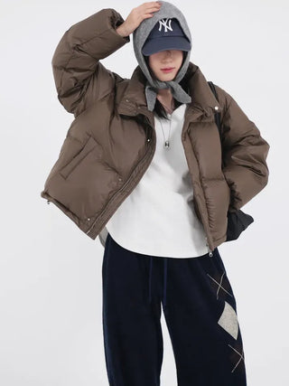 Frey High-Neck Duck Down Short Padded Jacket