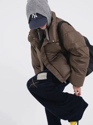 Frey High-Neck Duck Down Short Padded Jacket