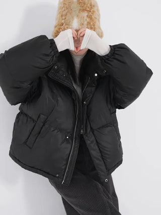Frey High-Neck Duck Down Short Padded Jacket