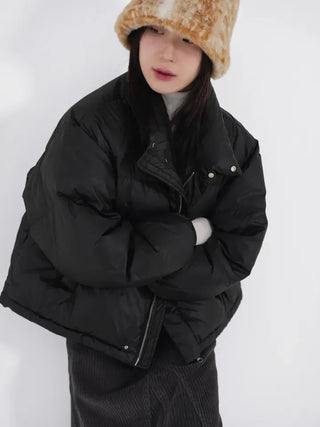 Frey High-Neck Duck Down Short Padded Jacket