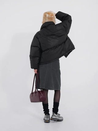 Frey High-Neck Duck Down Short Padded Jacket