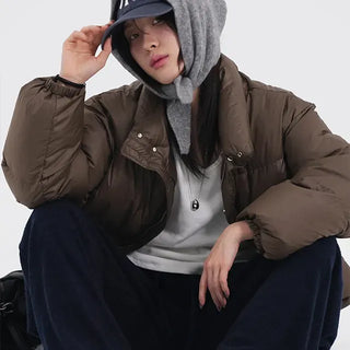 Frey High-Neck Duck Down Short Padded Jacket