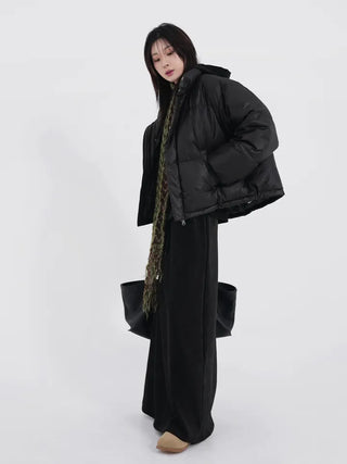 Frey High-Neck Duck Down Short Padded Jacket