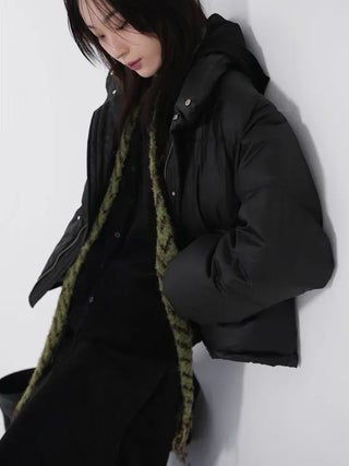 Frey High-Neck Duck Down Short Padded Jacket