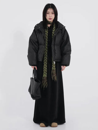 Frey High-Neck Duck Down Short Padded Jacket