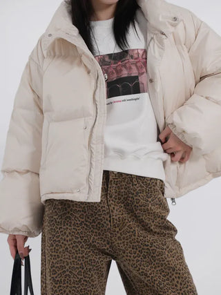 Frey High-Neck Duck Down Short Padded Jacket