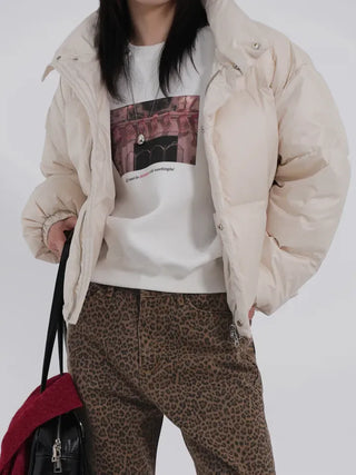Frey High-Neck Duck Down Short Padded Jacket