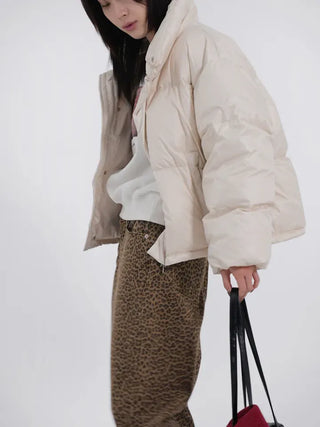 Frey High-Neck Duck Down Short Padded Jacket