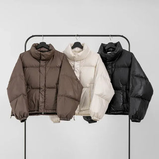 Frey High-Neck Duck Down Short Padded Jacket