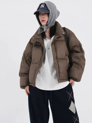 Frey High-Neck Duck Down Short Padded Jacket