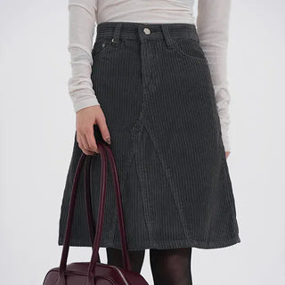 Authen Corduroy Midi Skirt