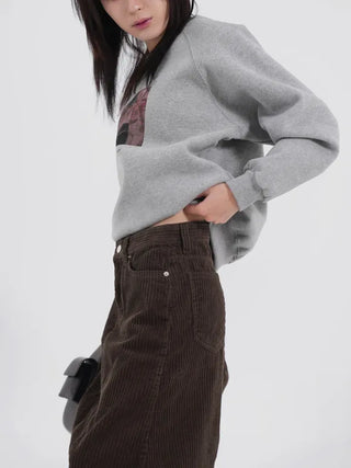 Authen Corduroy Midi Skirt