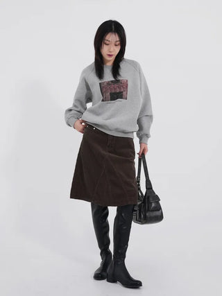 Authen Corduroy Midi Skirt