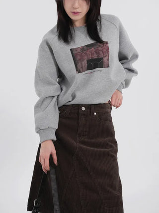Authen Corduroy Midi Skirt