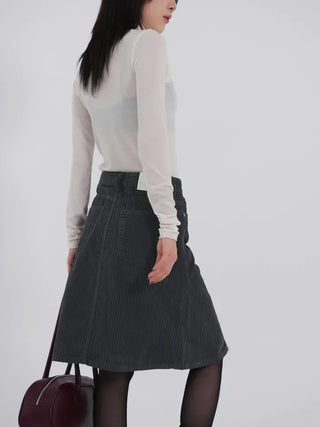 Authen Corduroy Midi Skirt