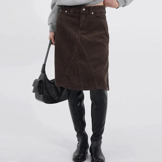 Authen Corduroy Midi Skirt