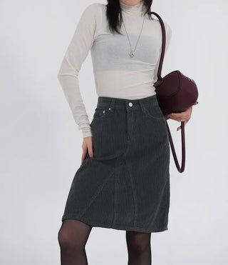 Authen Corduroy Midi Skirt
