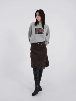 Authen Corduroy Midi Skirt