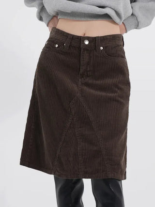 Authen Corduroy Midi Skirt