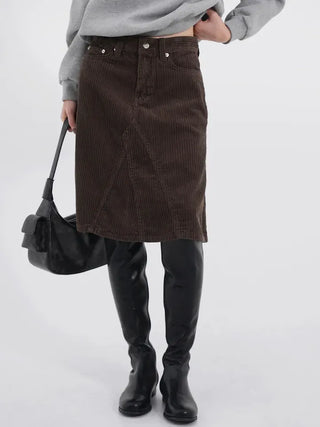 Authen Corduroy Midi Skirt