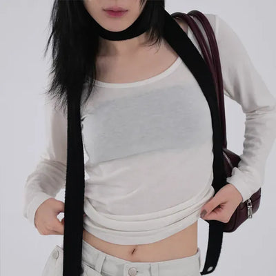 Daisy Basic Crop Long Sleeve Tee
