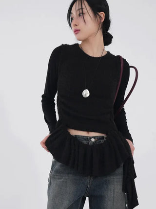 Daisy Basic Crop Long Sleeve Tee