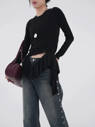 Daisy Basic Crop Long Sleeve Tee