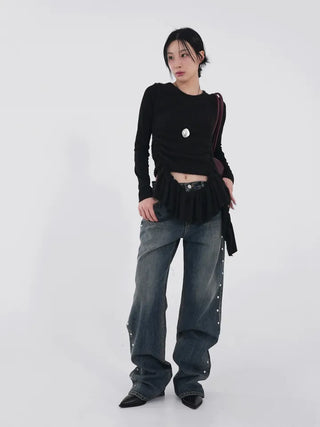 Daisy Basic Crop Long Sleeve Tee