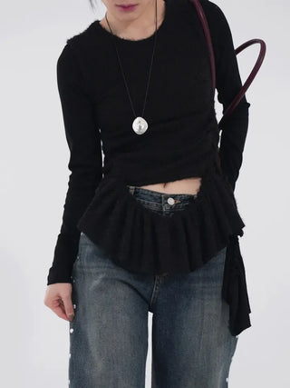Daisy Basic Crop Long Sleeve Tee