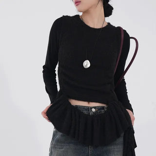 Daisy Basic Crop Long Sleeve Tee