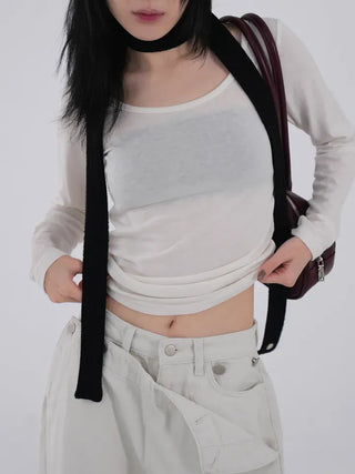Daisy Basic Crop Long Sleeve Tee
