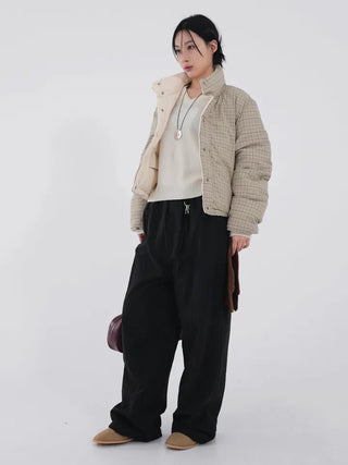 Mag Reversible Check Short Padded Jacket