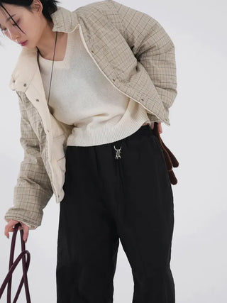 Mag Reversible Check Short Padded Jacket