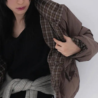 Mag Reversible Check Short Padded Jacket